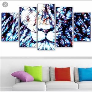 5 pc painted lion face